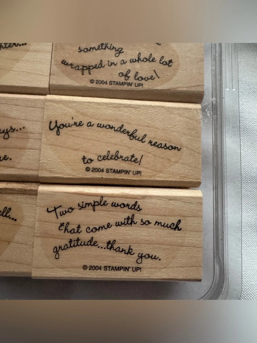 Stampin' Up! 2004 CURVY VERSES Retired Wood Mounted Rubber Stamp Set of 8